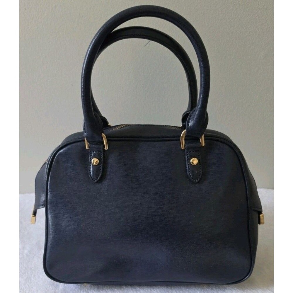 Lauren Ralph Lauren Sloan Street Dome Satchel Blue Textured Leather Old Money - Picture 4 of 14